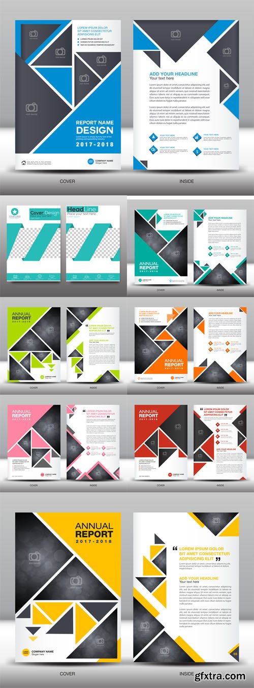 Vector Set - Annual Report Templates Business Brochure Flyer Template in A4 Size