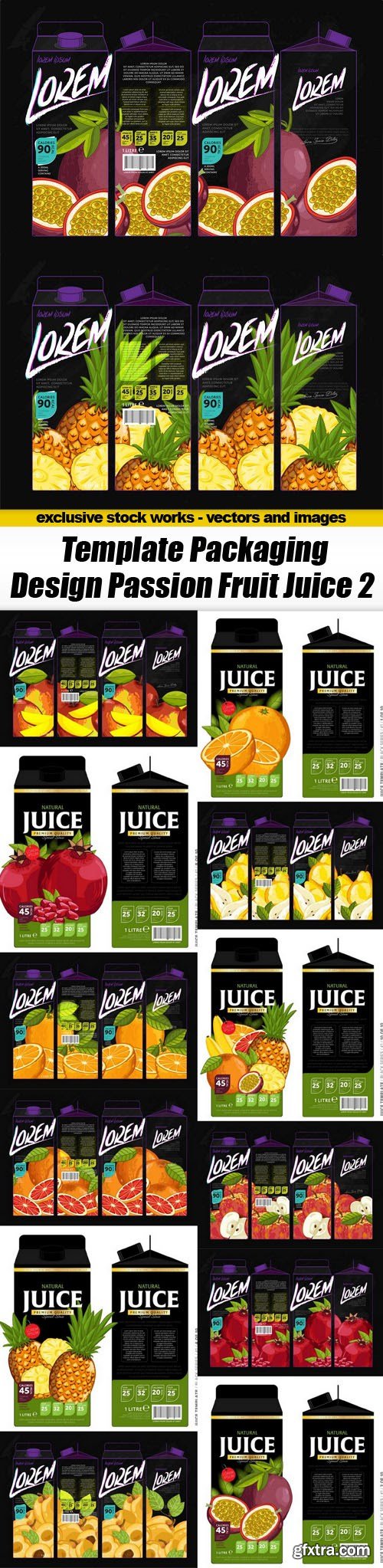 Template Packaging Design Passion Fruit Juice 2 - 14xEPS