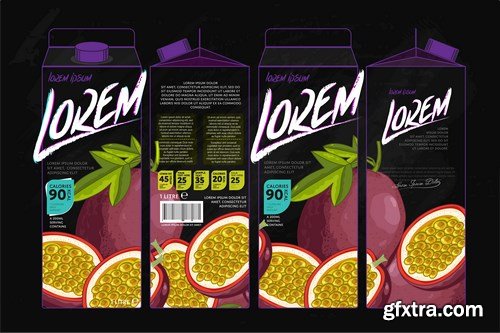 Template Packaging Design Passion Fruit Juice 2 - 14xEPS