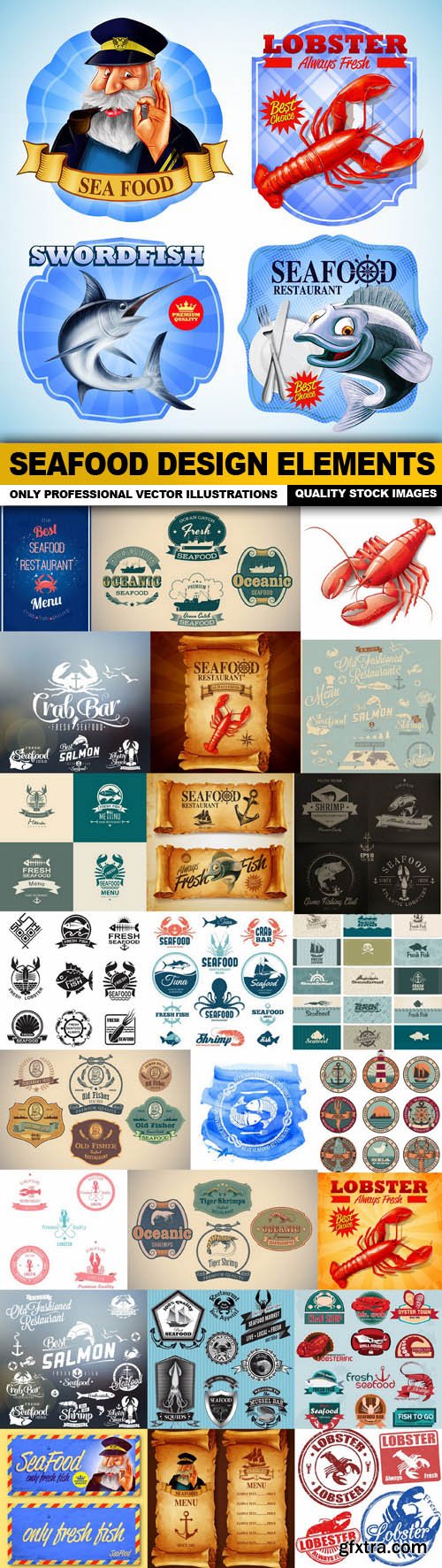 Seafood Design Elements - 25 Vector