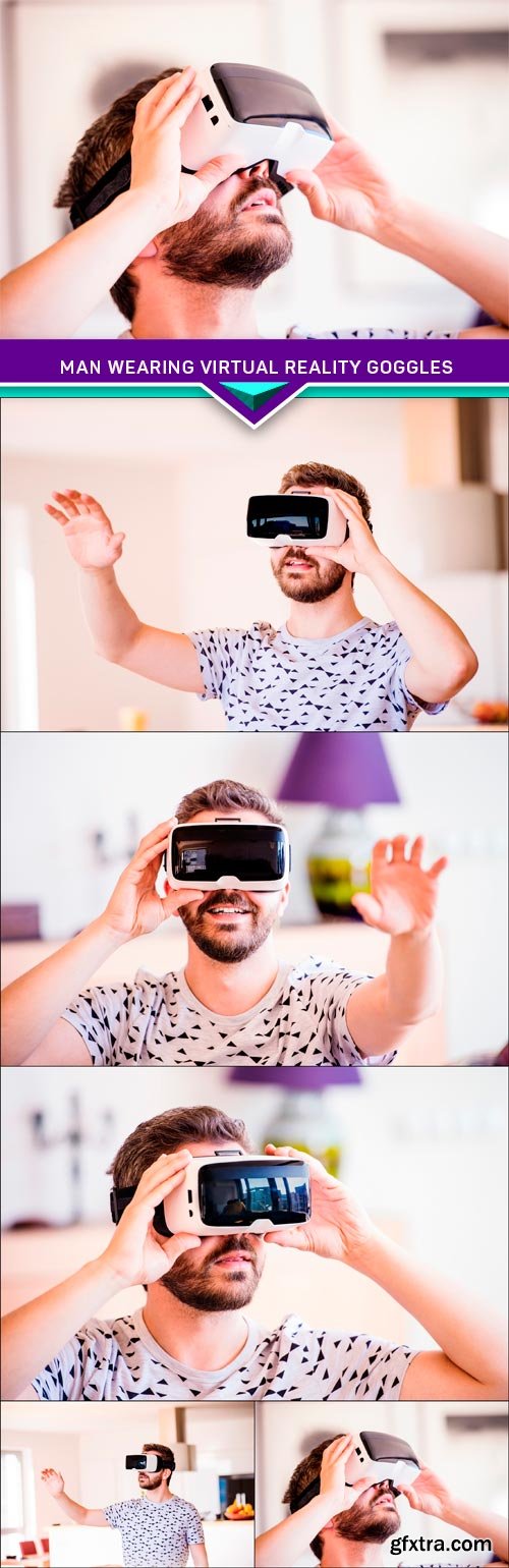 Man wearing virtual reality goggles 5x JPEG