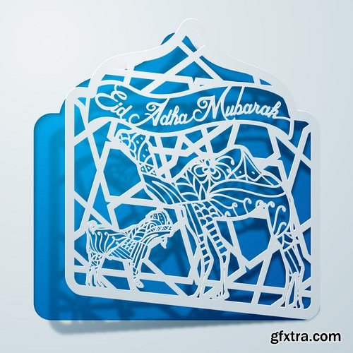 Eid Mubarak Papercut Style 7 - 48 EPS