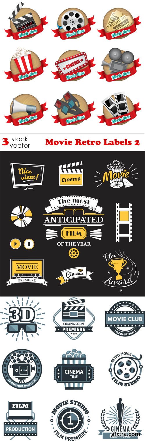 Vectors - Movie Retro Labels 2