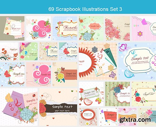 69 Scrapbook Illustrations Set