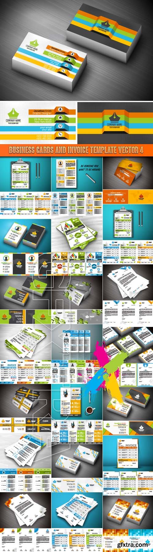 Business cards and invoice template vector 4