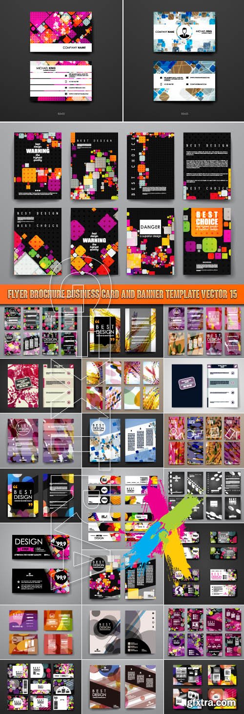 Flyer brochure business card and banner template vector 15