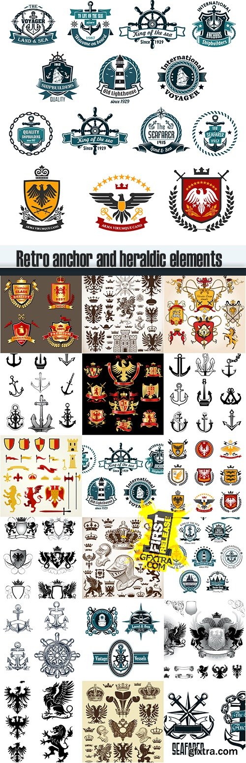 Retro anchor and heraldic elements