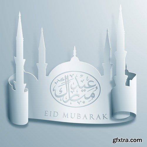 Eid Mubarak Papercut Style 8 - 48 EPS