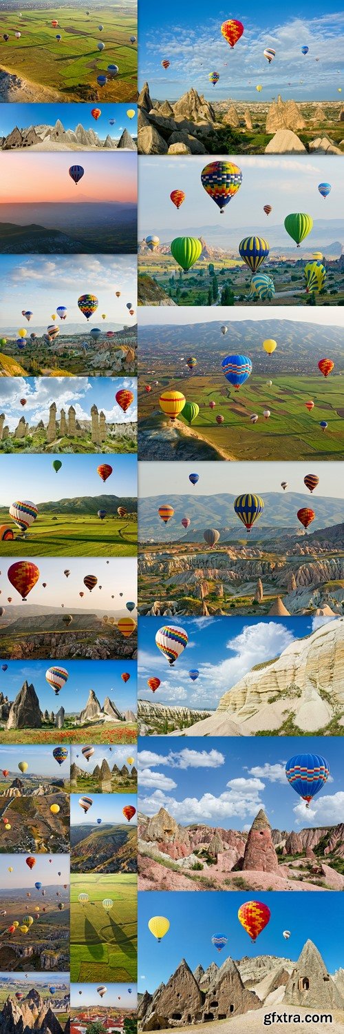 Cappadocia. Colorful hot air balloons flying