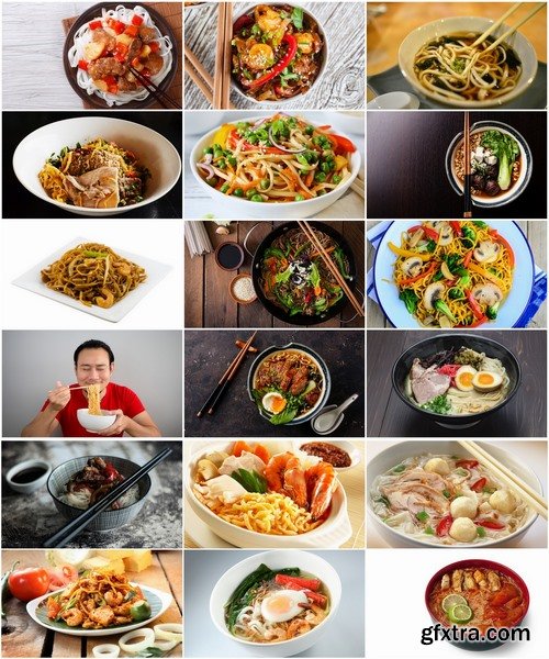 Collection vermicelli noodle salad soup spaghetti different pasta dish 25 HQ Jpeg