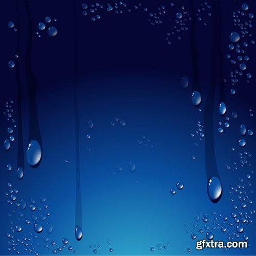 Collection rain umbrella drop of water on glass by bad weather 25 EPS