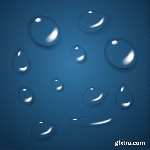 Collection rain umbrella drop of water on glass by bad weather 25 EPS