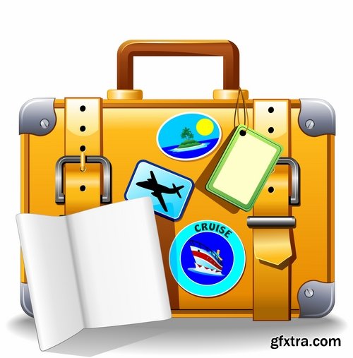 Collection bag suitcase tourism travel vacation Holidays vector image 25 EPS