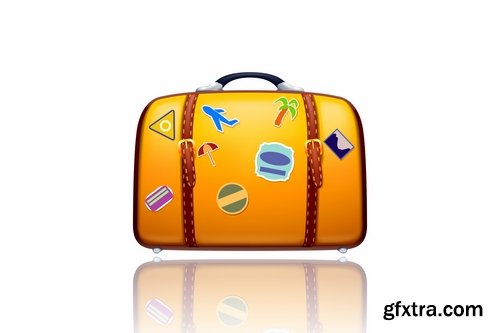 Collection bag suitcase tourism travel vacation Holidays vector image 25 EPS