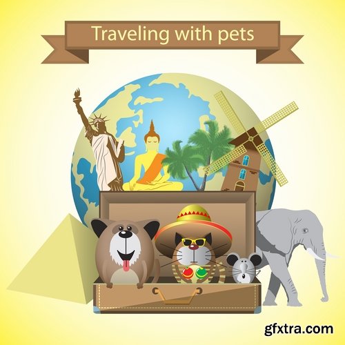 Collection bag suitcase tourism travel vacation Holidays vector image 25 EPS