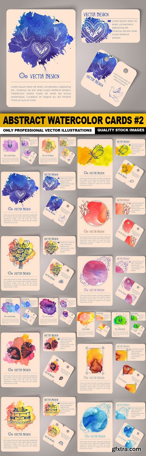 Abstract Watercolor Cards #2 - 15 Vector