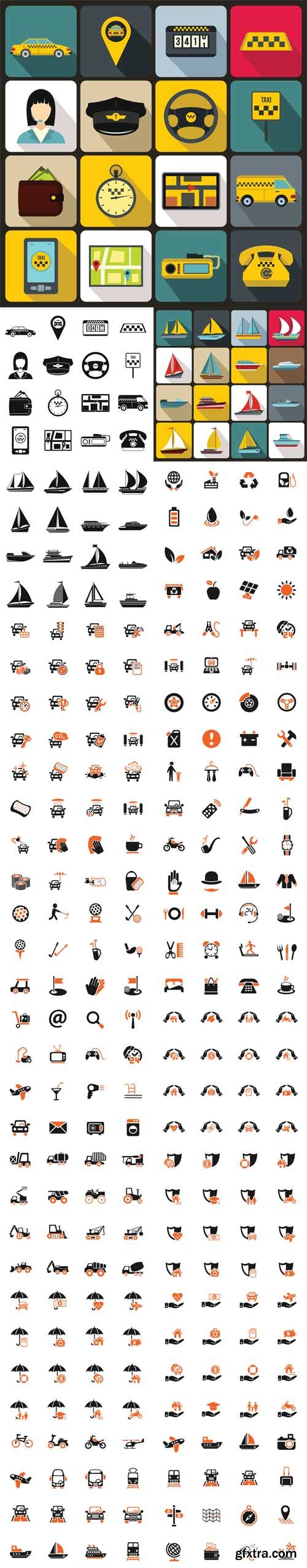Vector Set - Transport , Travel, Hotel, Industrial Icons