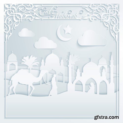 Eid Mubarak Papercut Style 9 - 48 EPS