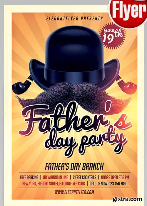 Fathers Day Party v3 Flyer PSD Template + Facebook Cover