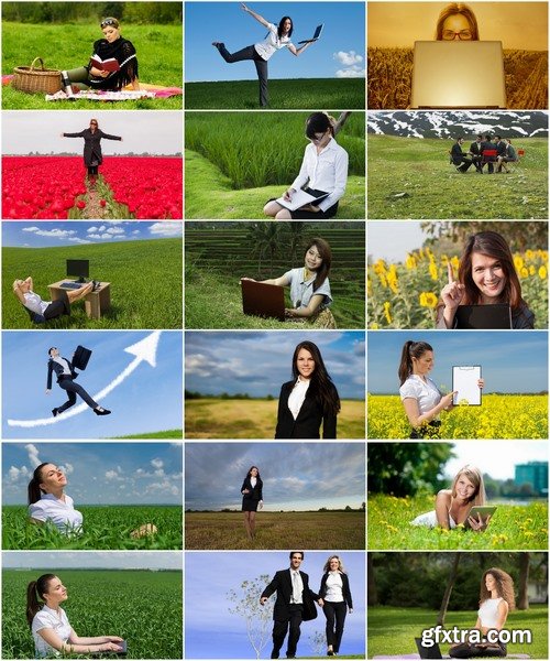 Collection business lady in the meadow grass field 25 HQ Jpeg