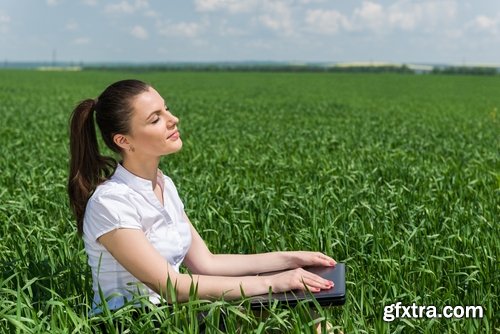 Collection business lady in the meadow grass field 25 HQ Jpeg