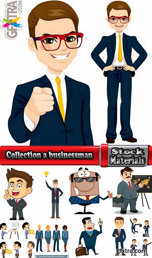 Collection a businessman lady girl cartoon vector image 25 EPS