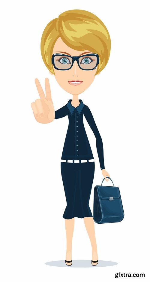 Collection a businessman lady girl cartoon vector image 25 EPS