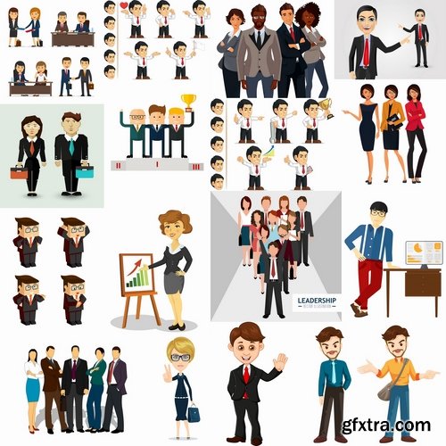 Collection a businessman lady girl cartoon vector image 25 EPS