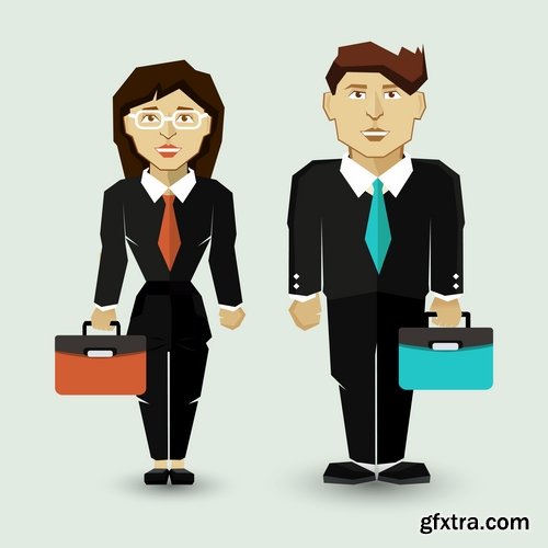 Collection a businessman lady girl cartoon vector image 25 EPS