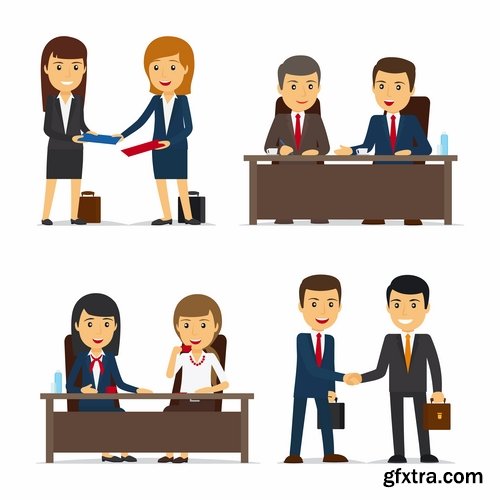 Collection a businessman lady girl cartoon vector image 25 EPS