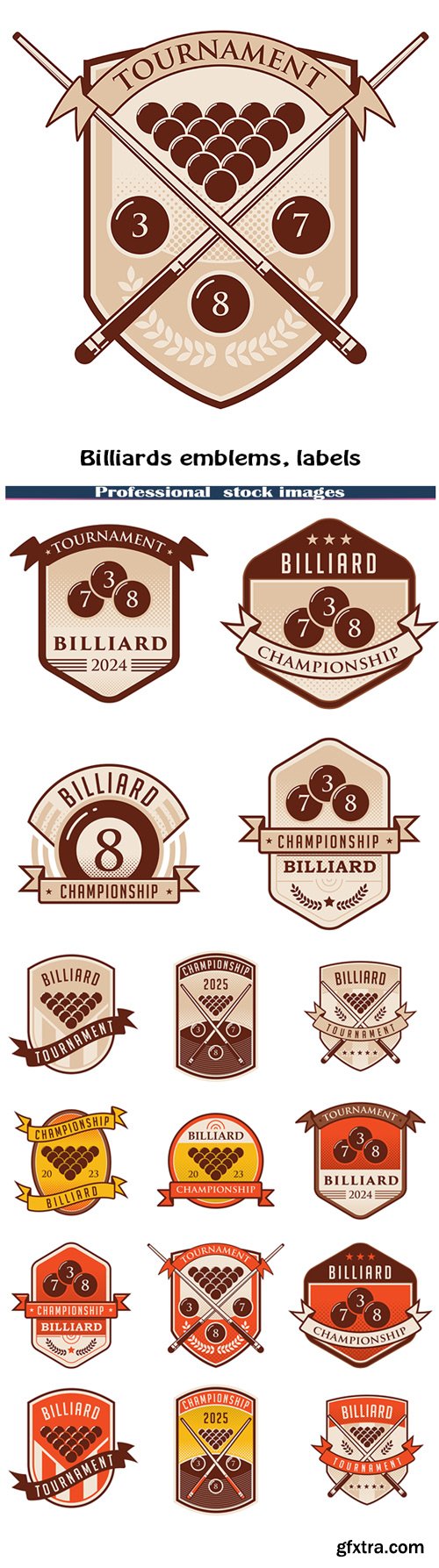 Billiards emblems, labels