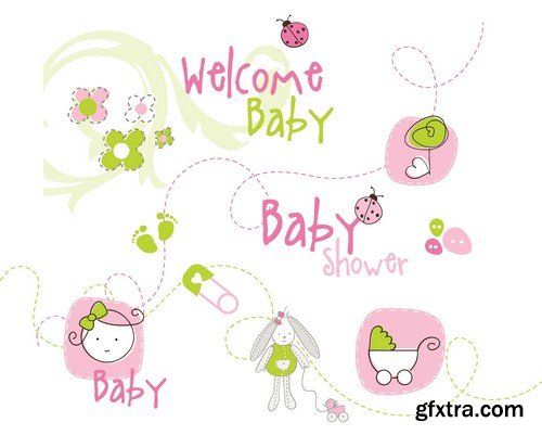 Baby shower design elements 8x EPS
