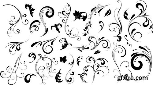 Floral silhouette, design elements 10X EPS