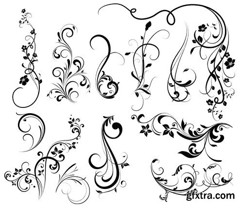 Floral silhouette, design elements 10X EPS