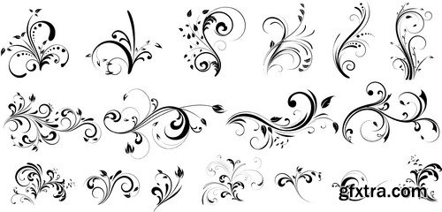 Floral silhouette, design elements 10X EPS