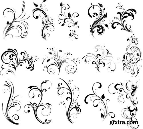 Floral silhouette, design elements 10X EPS