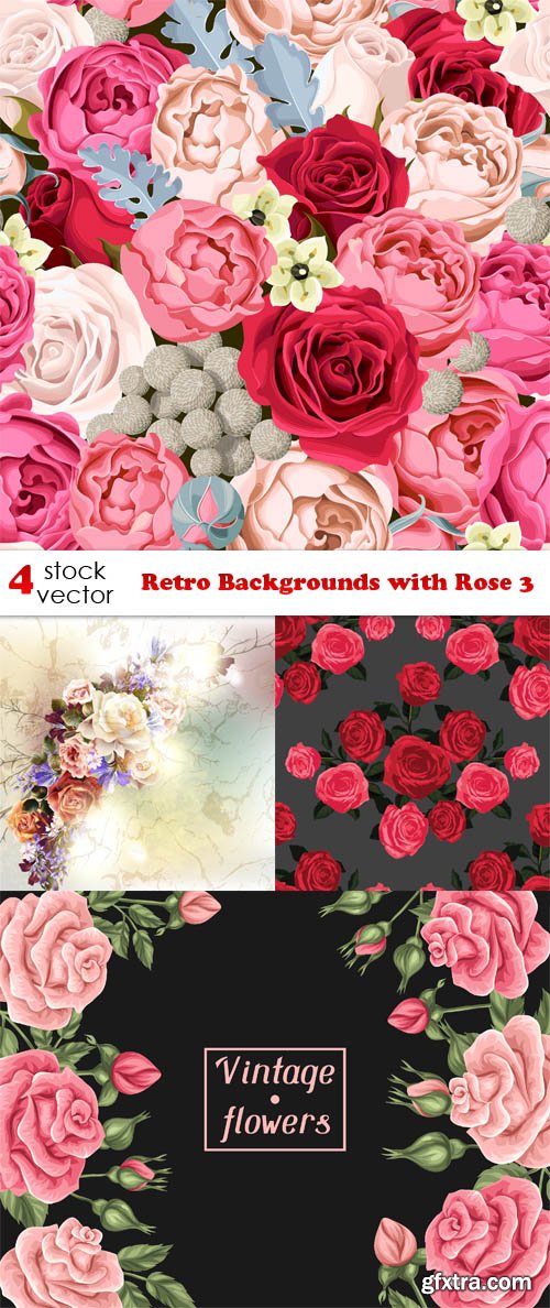 Vectors - Retro Backgrounds with Rose 3