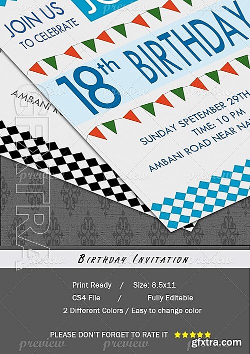 Birthday Party Invitation Cards 2217