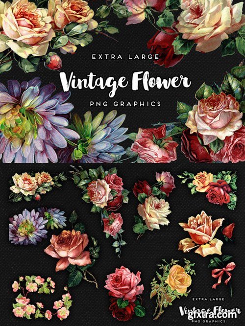 CM - Large Vintage Flower Graphics No. 1 637648