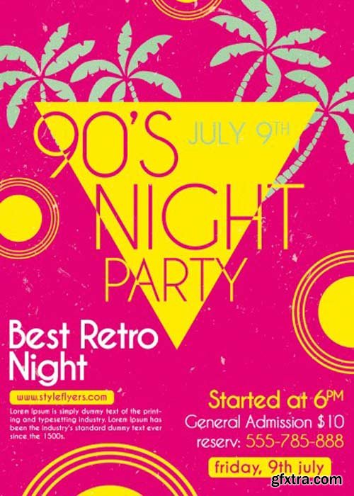 90’s Night Flyer PSD Flyer Template