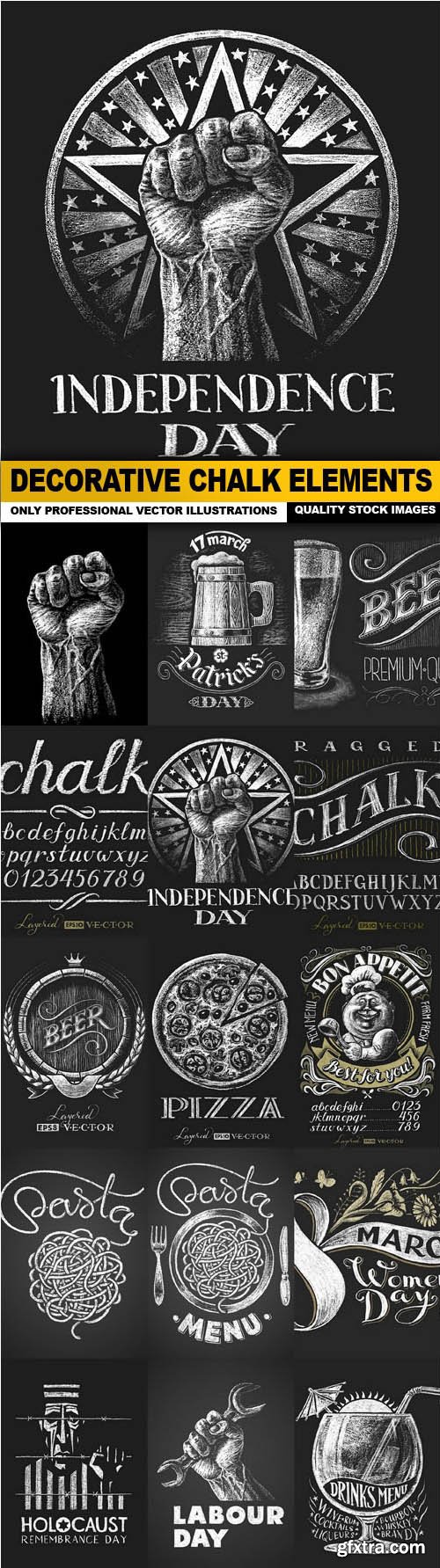 Decorative Chalk Elements - 15 Vector