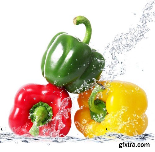 Vegetables in spray of water 1-5xUHQ JPEG