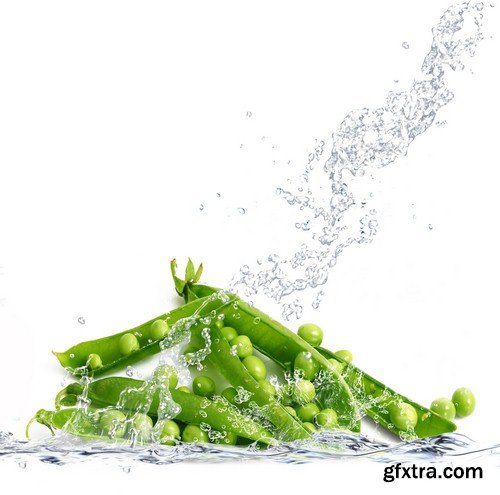 Vegetables in spray of water 1-5xUHQ JPEG