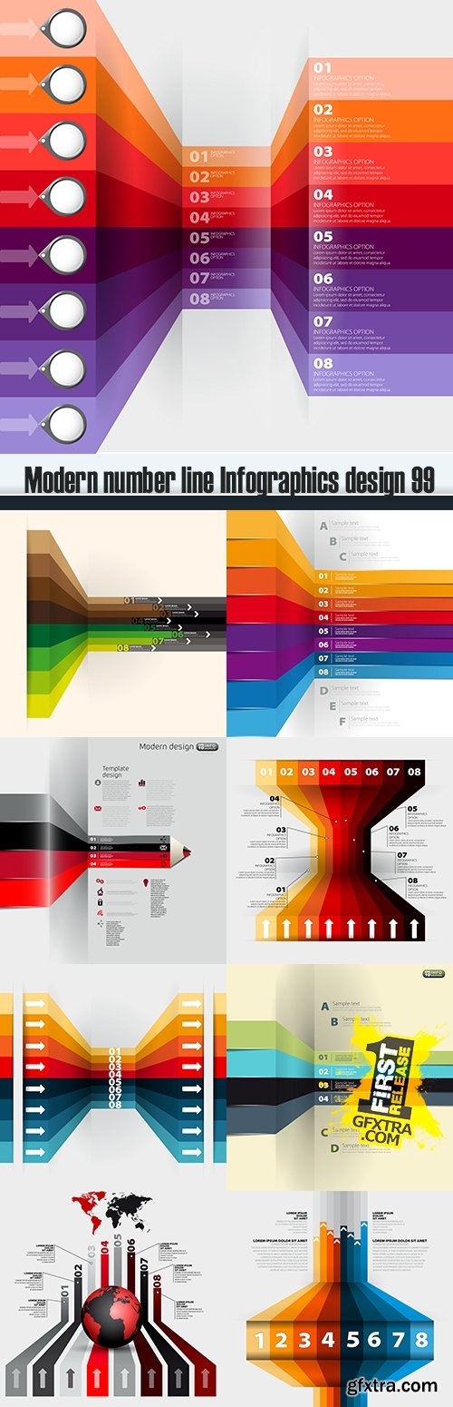 Modern number line Infographics design 99