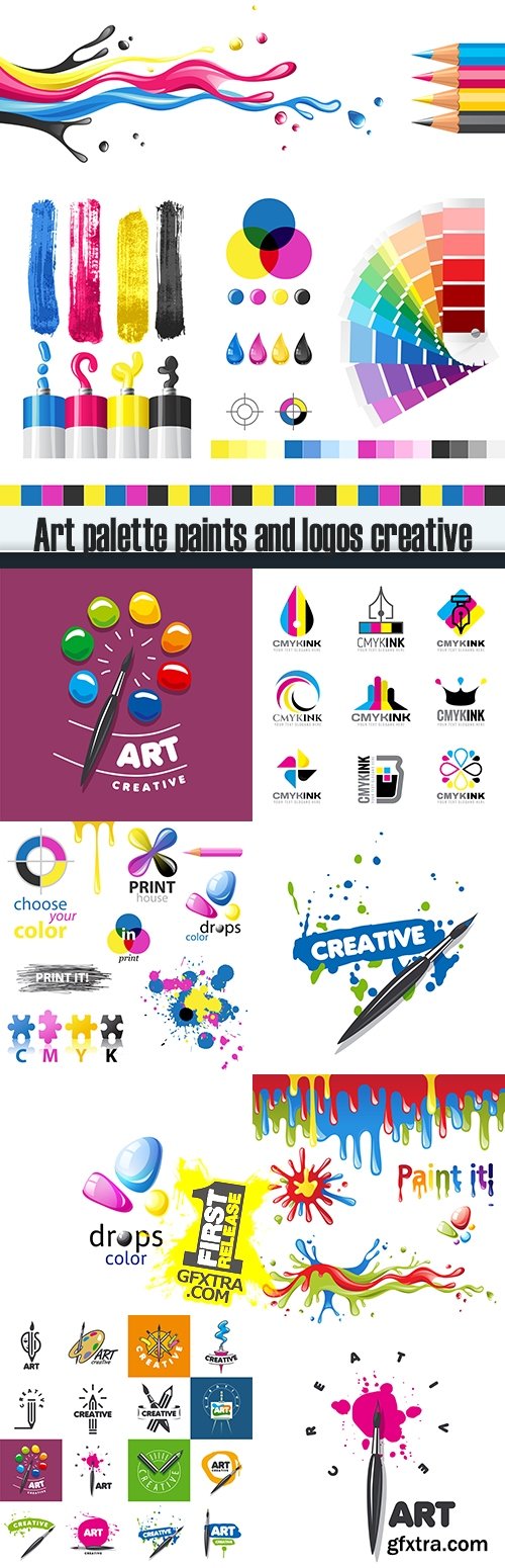 Art palette paints and logos creative