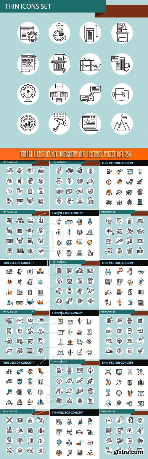 Thin line flat design of icons vector 24