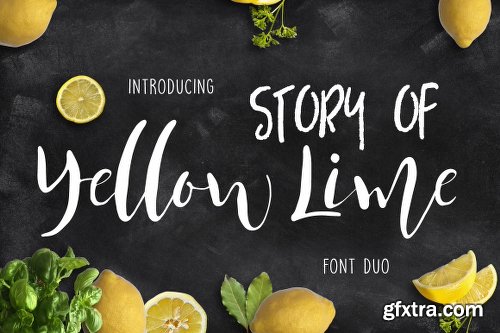 CreativeMarket Yellow Lime Font Duo + Vector Doodle 731961