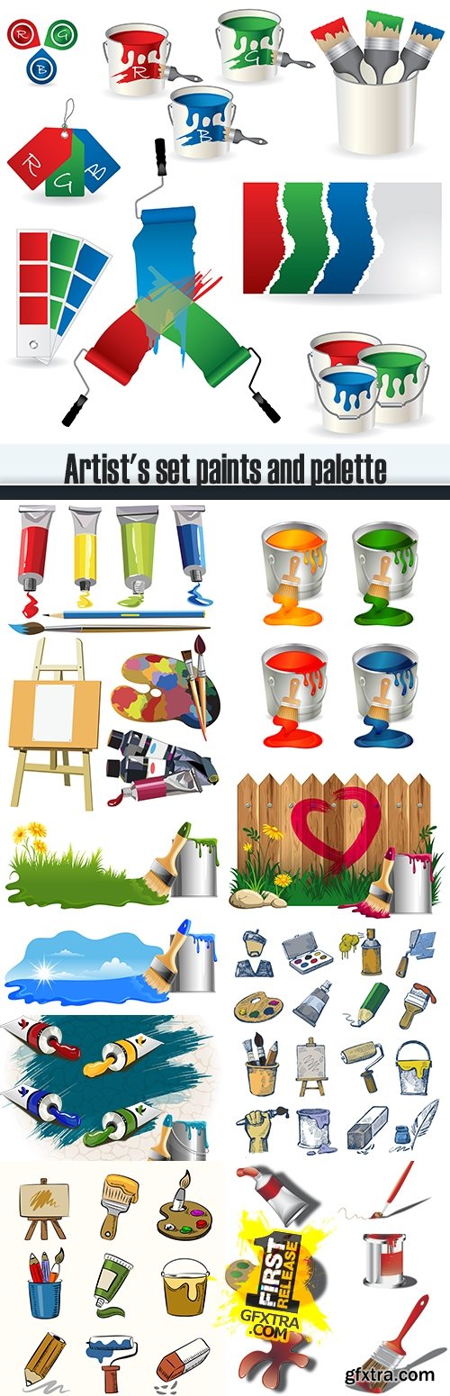 Artist\'s set paints and palette