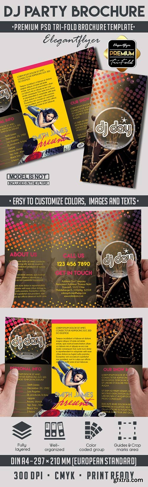 DJ Party – Premium Tri-Fold PSD Brochure Template