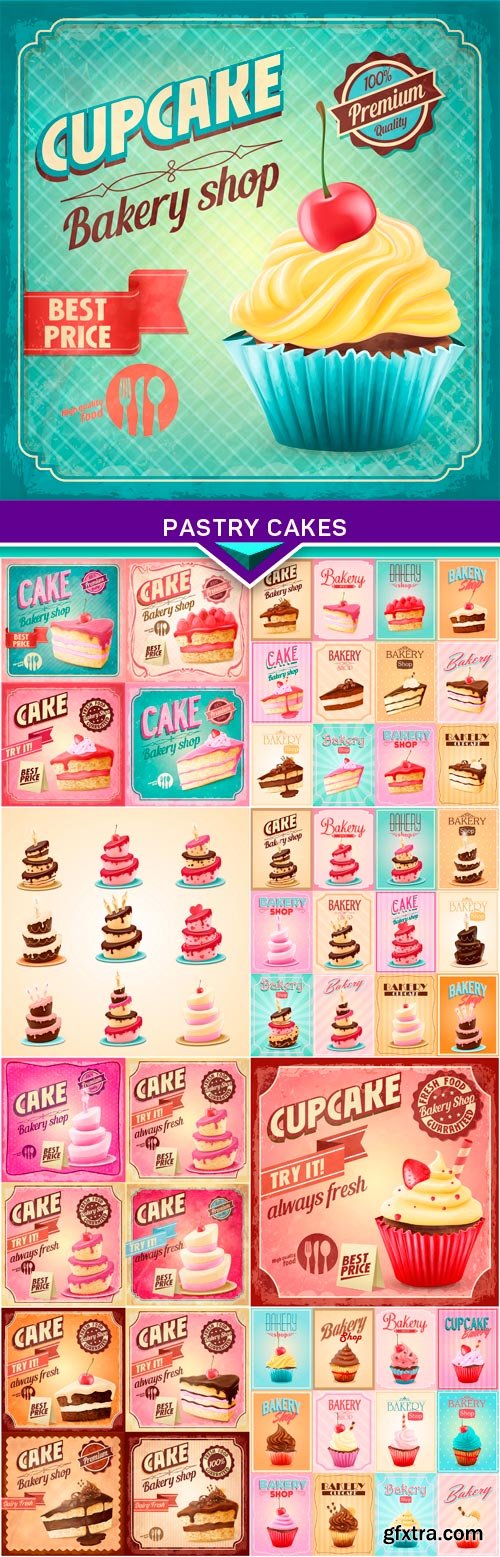 Pastry cakes 9x EPS